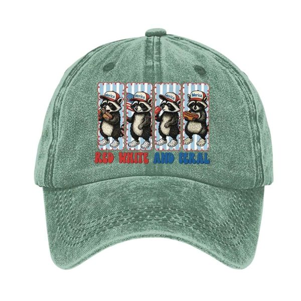 Preppy Red White and Feral Printed Baseball Cap1