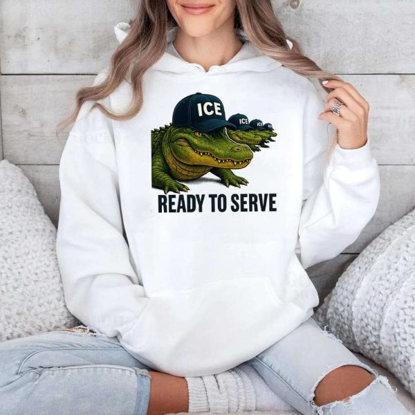 Ready to Serve Alligator Alcatraz wearing ICE Hat Shirt 4