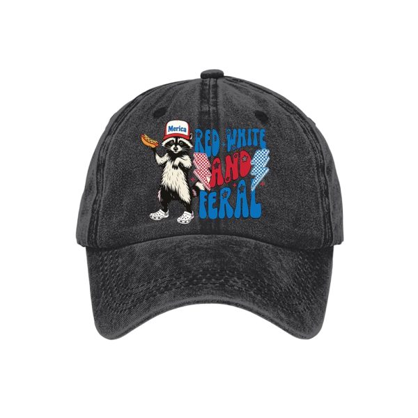 Red White And Feral Printed Baseball Cap1
