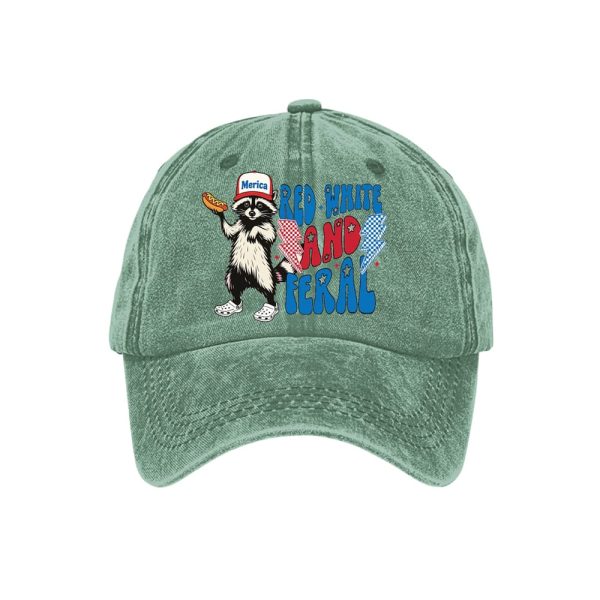 Red White And Feral Printed Baseball Cap2