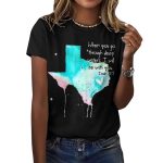 Retro Texas Strong When You Go Through Deep Waters I Will Be With You Isaiah 43 2 Print T-Shirt