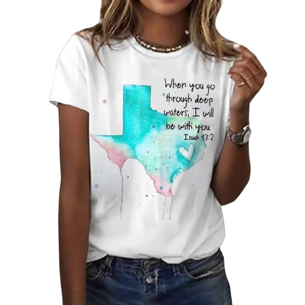 Retro Texas Strong When You Go Through Deep Waters I Will Be With You Isaiah 43 2 Print T Shirt1