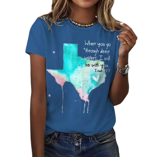Retro Texas Strong When You Go Through Deep Waters I Will Be With You Isaiah 43 2 Print T Shirt2