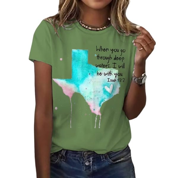 Retro Texas Strong When You Go Through Deep Waters I Will Be With You Isaiah 43 2 Print T Shirt3