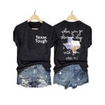 Retro Texas Tough When You Go Through Deep Waters I Will Be With You Isaiah 43 2 Print T-Shirt