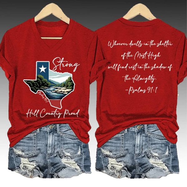 Texas Strong Hill Country Proud Psalms 91:1 Shirt