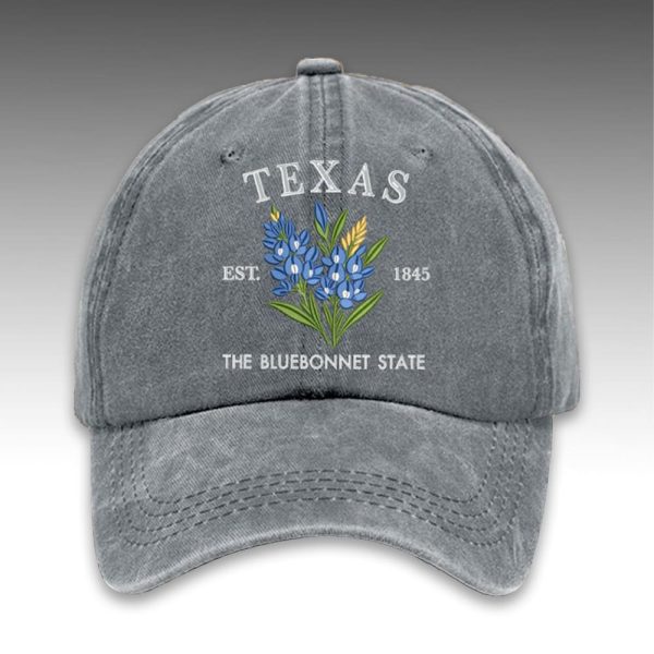 Texas The Bluebonnet State Est 1845 Cap 3