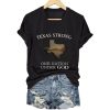 V Neck Retro Texas Strong One Nation Under God Print T Shirt2