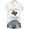 V Neck Retro Texas Strong One Nation Under God Print T Shirt3