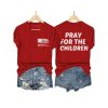 V Neck Retro Texas Strong Pray For Texas Pray For The Children Print T Shirt1