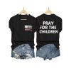 V Neck Retro Texas Strong Pray For Texas Pray For The Children Print T Shirt3