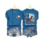 V-Neck Retro Texas Strong Texas Our Texas Print T-Shirt