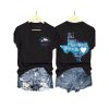 V Neck Retro Texas Strong The Stars At Night Are Big And Bright Deep In The Heart Of Texas Print T Shirt