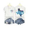 V Neck Retro Texas Strong The Stars At Night Are Big And Bright Deep In The Heart Of Texas Print T Shirt1