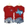 V Neck Retro Texas Strong The Stars At Night Are Big And Bright Deep In The Heart Of Texas Print T Shirt2