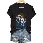 V-Neck Retro Texas Strong We Are Texas Come Hell Or High Water Print T-Shirt