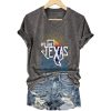 V Neck Retro Texas Strong We Are Texas Come Hell Or High Water Print T Shirt2