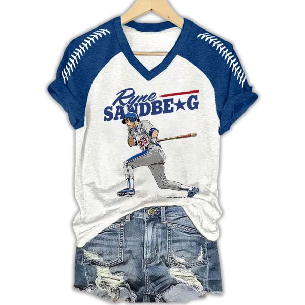 Womens Ryne Sandberg Number 23 Player Printed Casual T shirt