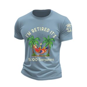 Retro I'm Retired Resort Hawaiian Print T Shirt