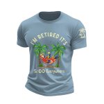 Retro I‘m Retired Resort Hawaiian Print T-Shirt