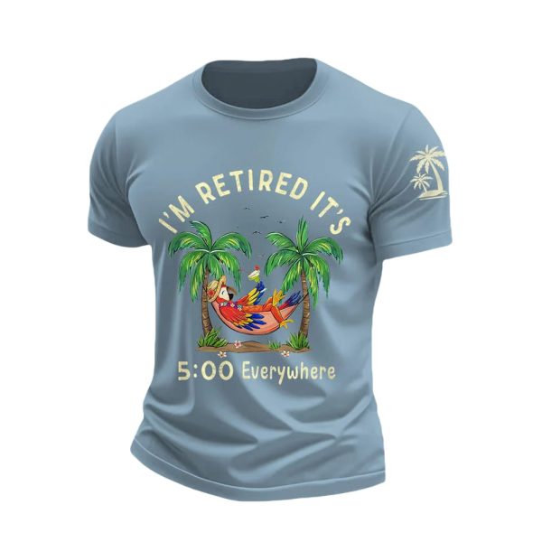 Retro I'm Retired Resort Hawaiian Print T Shirt