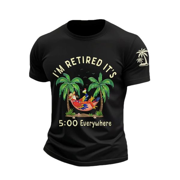 Retro I'm Retired Resort Hawaiian Print T Shirt5