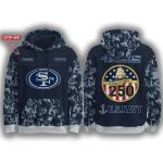 SF 49ers US Navy 250th Birthday Celebration Night Game 2025 Hoodie Joggers Cap