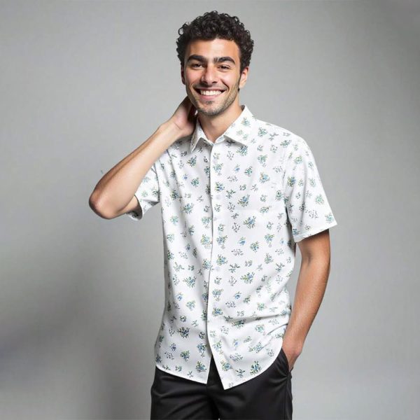 Luigi Mangione Spring Summer Blue Disty Floral Shirt 2