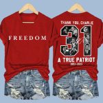 Red Freedom Thank You Charlie Kirk Two-Sided Shirt