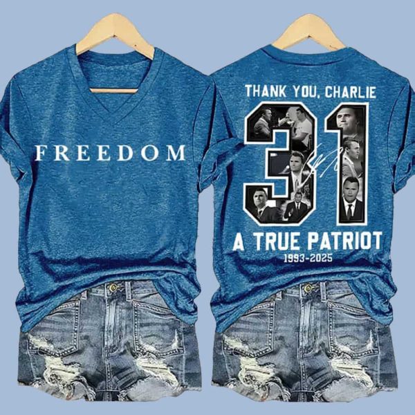 Red Freedom Thank You Charlie Kirk Two Sided Shirt3