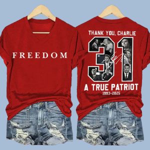 Red Freedom Thank You Charlie Kirk Two-Sided Shirt