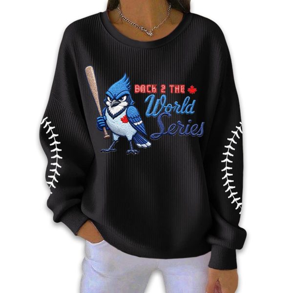 2025 Blue Jays Back 2 The World Series Pit Striped Sweatshirt2
