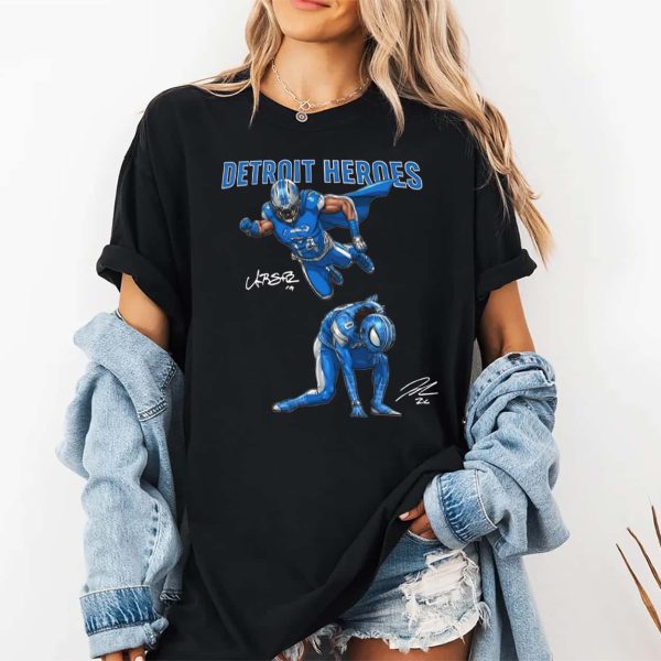 Amon Ra St Brown And Jahmyr Gibbs Detroit Heroes Shirt 2