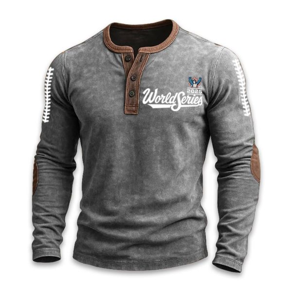 Blue Jays 2025 World Series Baseball Print Henley T Shirt1