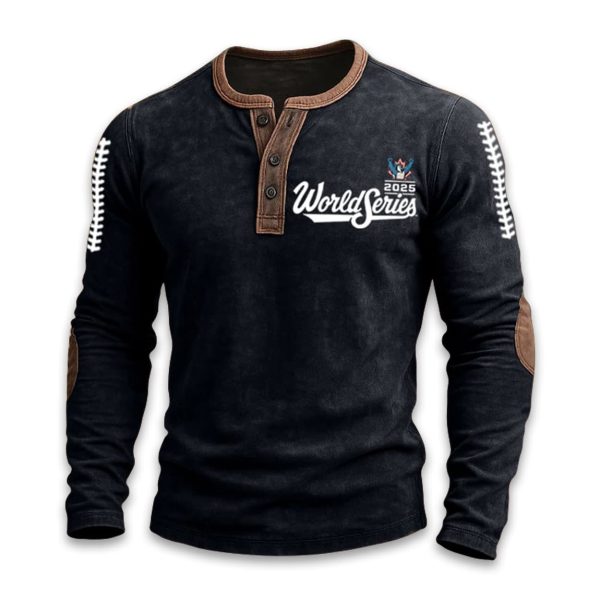 Blue Jays 2025 World Series Baseball Print Henley T Shirt2