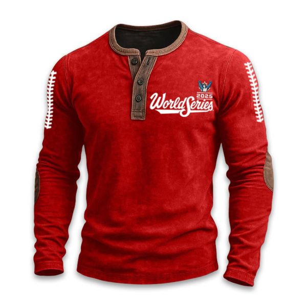 Blue Jays 2025 World Series Baseball Print Henley T Shirt4