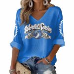 Blue Jays World Series 2025 Print Waffle V Neck T-shirt