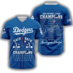 Dodgers Back 2 Back 2025 National League Champions Jersey