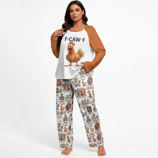 F CAW F Funny Chickens Raglan Lounge Pajamas
