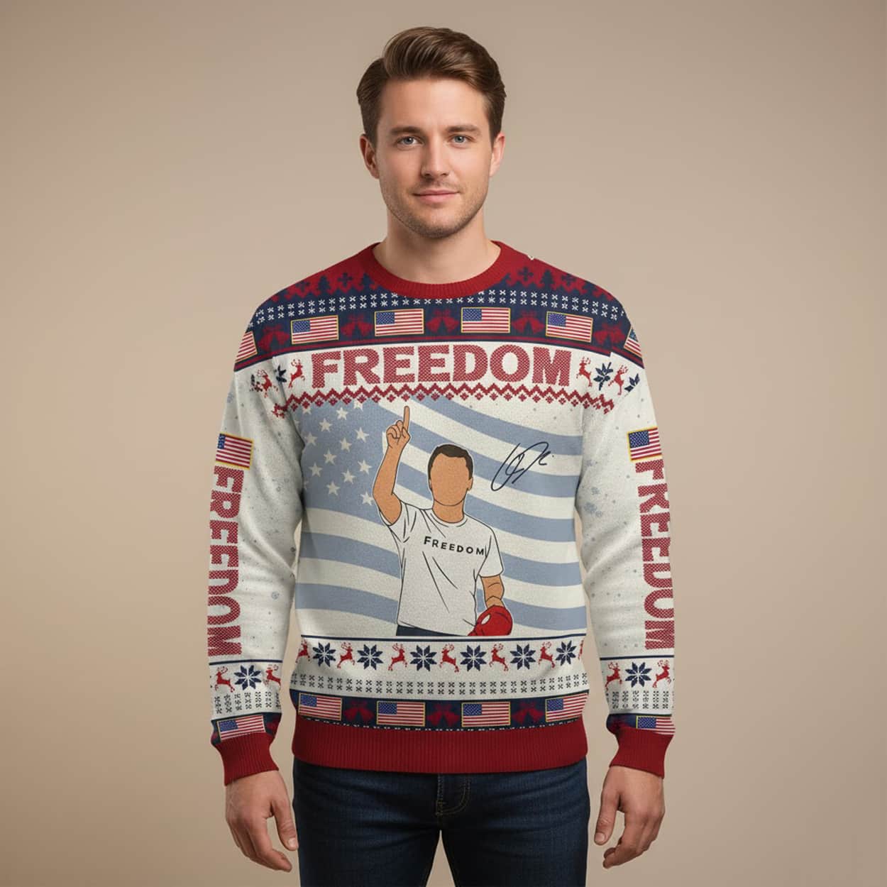 Freedom Charlie Kirk Ugly Christmas Sweater Freedom Charlie Kirk Ugly Christmas Sweater