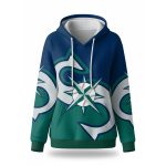 Mariners Navy Aqua Pit Strpied Hoodie