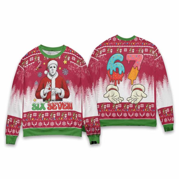 Michael Myers Six Seven Christmas Ugly Sweater 3