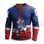 Pat Patriot Football Print Henley Top