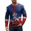 Pat Patriot Football Print Henley Top