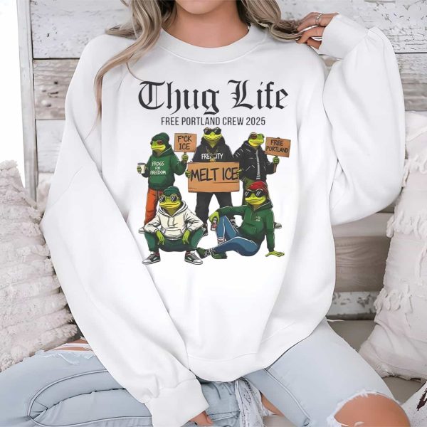 Portland Frog Thug Life Free Portland Crew 2025 Shirt 3