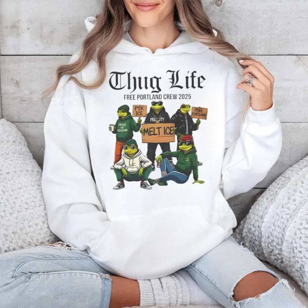 Portland Frog Thug Life Free Portland Crew 2025 Shirt 4
