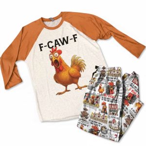 F-CAW-F Funny Chickens Raglan Lounge Pajamas