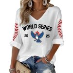 Toronto Baseball World Series 2025 Print Waffle V Neck T-shirt