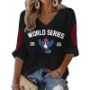 Toronto Baseball World Series 2025 Print Waffle V Neck T shirt2