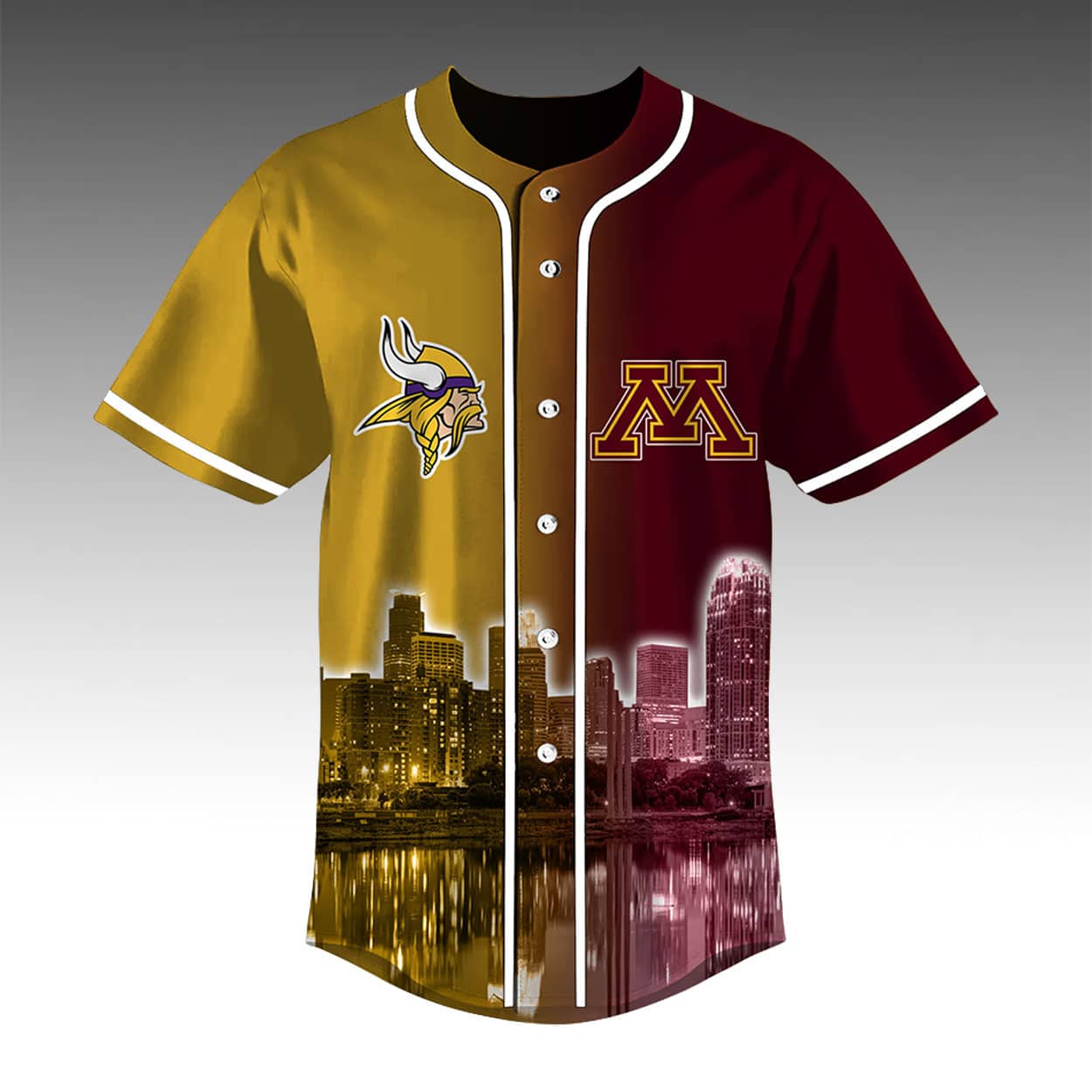 Vikings x Golden Gophers Skyline Baseball Jersey 2 Vikings x Golden Gophers Skyline Baseball Jersey1